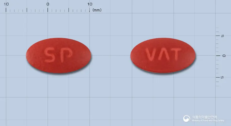 바로코민정 앞뒤 사진 (빨간색 타원형, 각인 SP / VΛT)