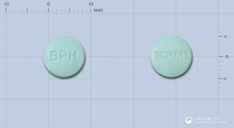 아겐타정 앞뒤 사진 (파란색 원형, 각인 BPH / BORAM)
