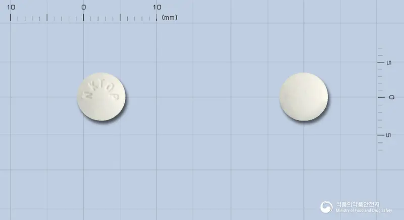 토피드정25/12.5mg 앞뒤 사진 (흰색 원형, 각인 NKTOP)