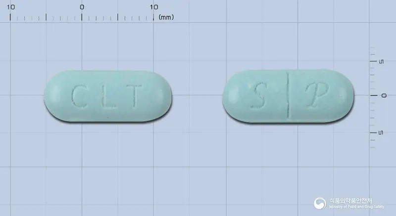 크라신정 앞뒤 사진 (파란색 장방형, 각인 CLT / S P)