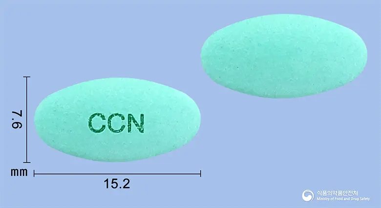 씨콜드노즈정 앞뒤 사진 (청록색 타원형, 각인 CCN)