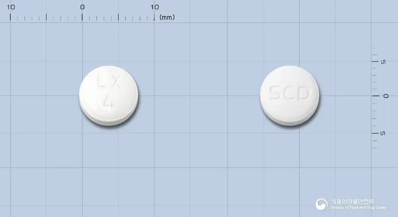 롤캠정(로녹시캄) 앞뒤 사진 (흰색 원형, 각인 LX4 / SCD)