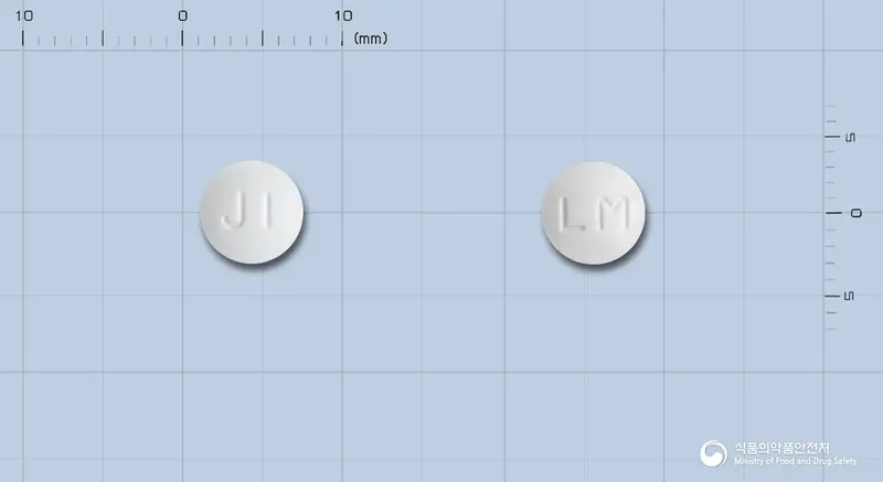리마프란정(리마프로스트알파덱스) 앞뒤 사진 (흰색 원형, 각인 JI / LM)