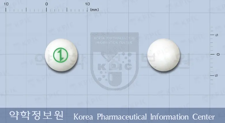 요레친정100(요오드화레시친) 앞뒤 사진 (흰색 원형)