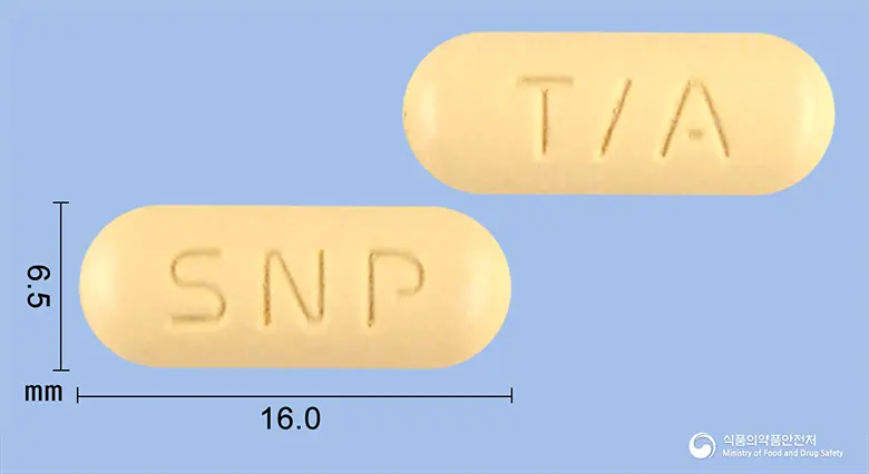 웰트라정 앞뒤 사진 (노란색 장방형, 각인 SNP / T/A)