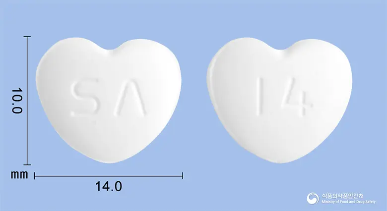 씨투스현탁정140mg(프란루카스트수화물) 앞뒤 사진 (흰색 기타, 각인 14)