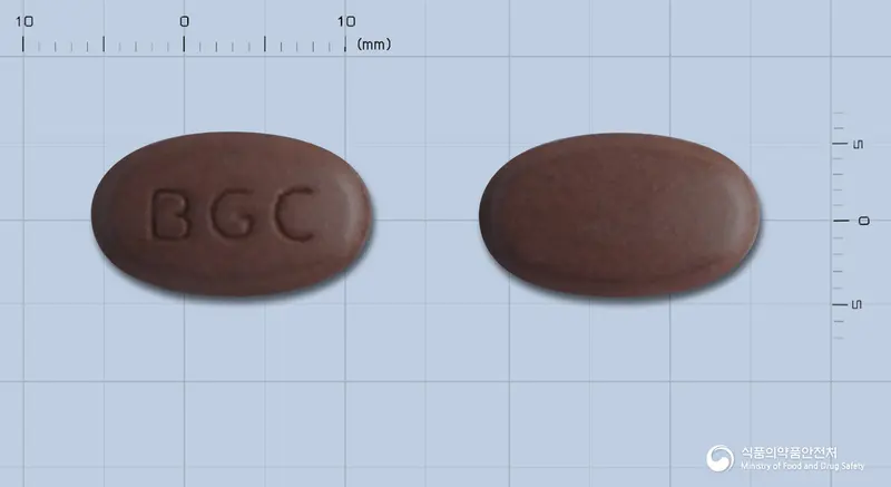 비맥스정 앞뒤 사진 (빨간색 타원형, 각인 BGC)