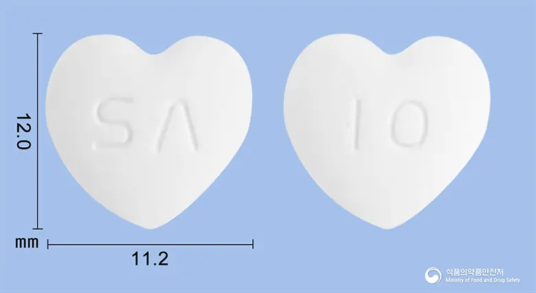 씨투스현탁정100mg(프란루카스트수화물) 앞뒤 사진 (흰색 기타, 각인 10)