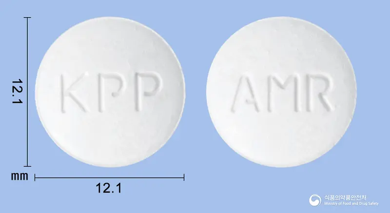알마르정(알마게이트) 앞뒤 사진 (흰색 원형, 각인 KPP / AMR)