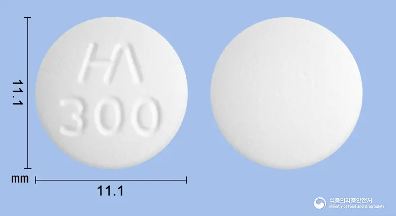리트몰정300mg(프로파페논염산염) 앞뒤 사진 (흰색 원형, 각인 300)