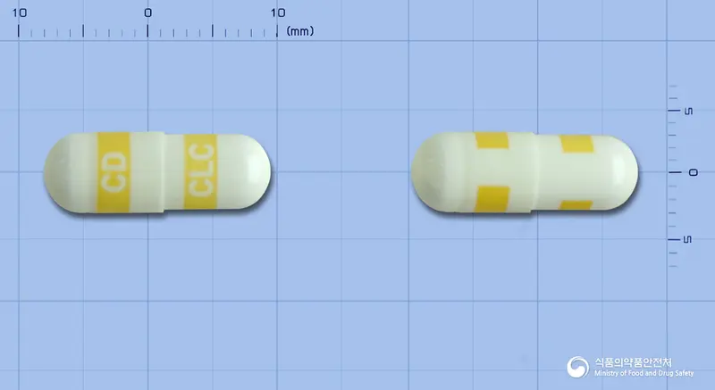 쎄레프로캡슐200mg(세레콕시브) 앞뒤 사진 (흰색 캡슐, 각인 CDCLC)