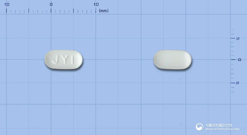 바이스타정10/10mg 앞뒤 사진 (흰색 장방형, 각인 JY1)
