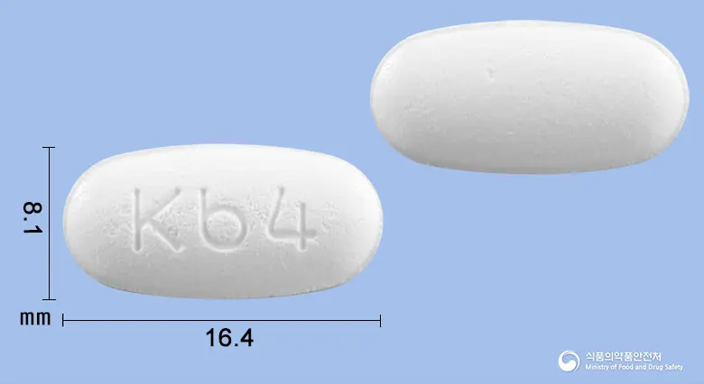 텔미로핀정80/5mg 앞뒤 사진 (흰색 타원형, 각인 Kb4)