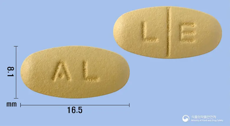 레이스타정 앞뒤 사진 (노란색 타원형, 각인 AL / L E)