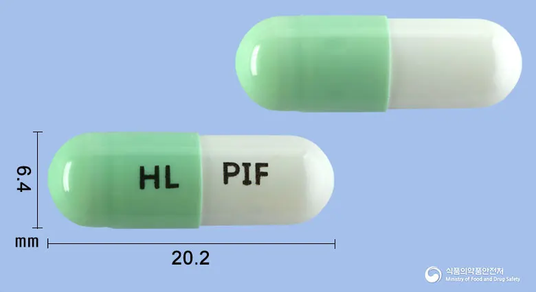 스타펜캡슐 앞뒤 사진 (연두색 캡슐, 각인 HL PIF)