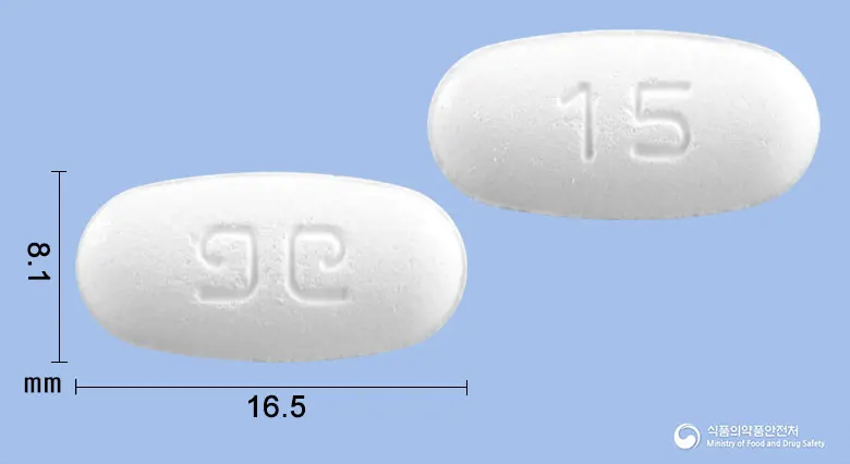텔미암로정80/5mg 앞뒤 사진 (흰색 타원형, 각인 15)