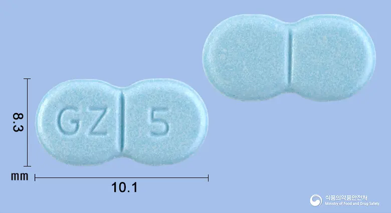 글리메디정4mg(글리메피리드) 앞뒤 사진 (파란색 기타, 각인 GZ 5)