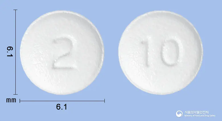 엘피틴정10mg(에피나스틴염산염) 앞뒤 사진 (흰색 원형, 각인 2 / 10)