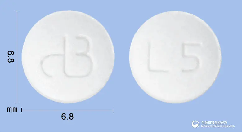 리마드린정(리마프로스트알파덱스) 앞뒤 사진 (흰색 원형, 각인 L5)