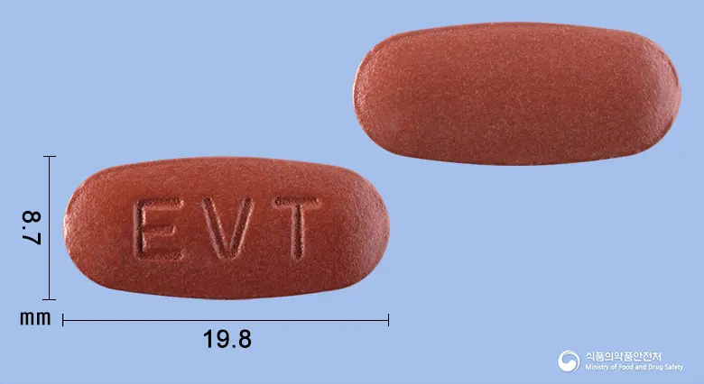 액트에버정 앞뒤 사진 (빨간색 타원형, 각인 EVT)