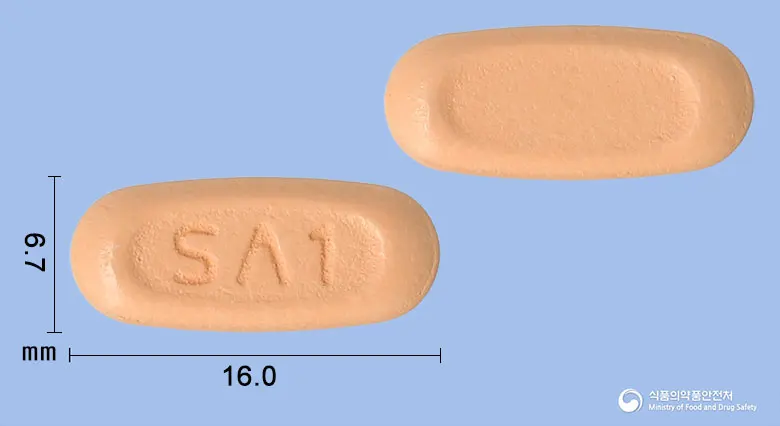 다플시타정10/100mg(다파글리플로진, 시타글립틴) 앞뒤 사진 (분홍색 타원형, 각인 1)