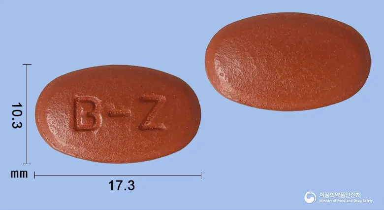 비맥스제트정 앞뒤 사진 (빨간색 타원형, 각인 B-Z)